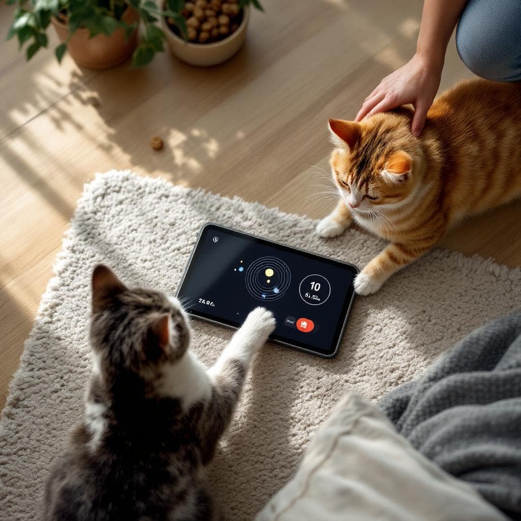 Happy cat enjoying a PurrPlay Studio play session